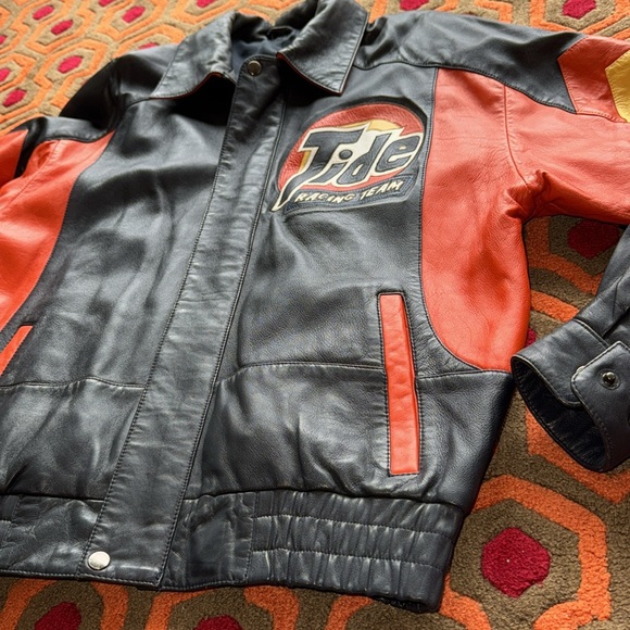 MAKE OFFER! Tide Racing Team Leather Jacket Men's Small/Med coat - Picture 3 of 11